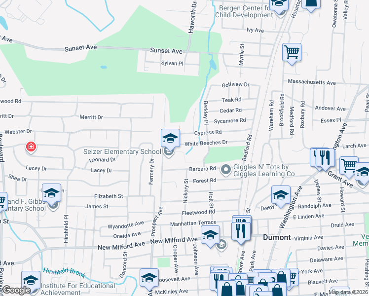 map of restaurants, bars, coffee shops, grocery stores, and more near 435 Prospect Avenue in Dumont