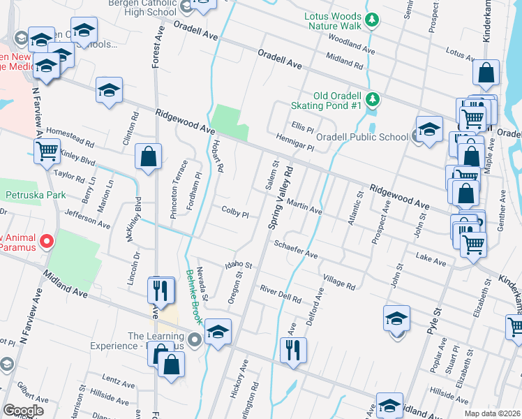 map of restaurants, bars, coffee shops, grocery stores, and more near 510 Salem Street in Paramus