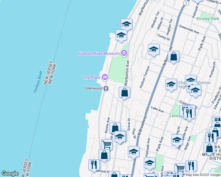 map of restaurants, bars, coffee shops, grocery stores, and more near 172 Ravine Avenue in Yonkers