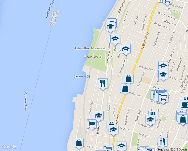 map of restaurants, bars, coffee shops, grocery stores, and more near 172 Ravine Avenue in Yonkers