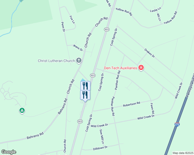 map of restaurants, bars, coffee shops, grocery stores, and more near 96 Cold Spring Drive in Jim Thorpe