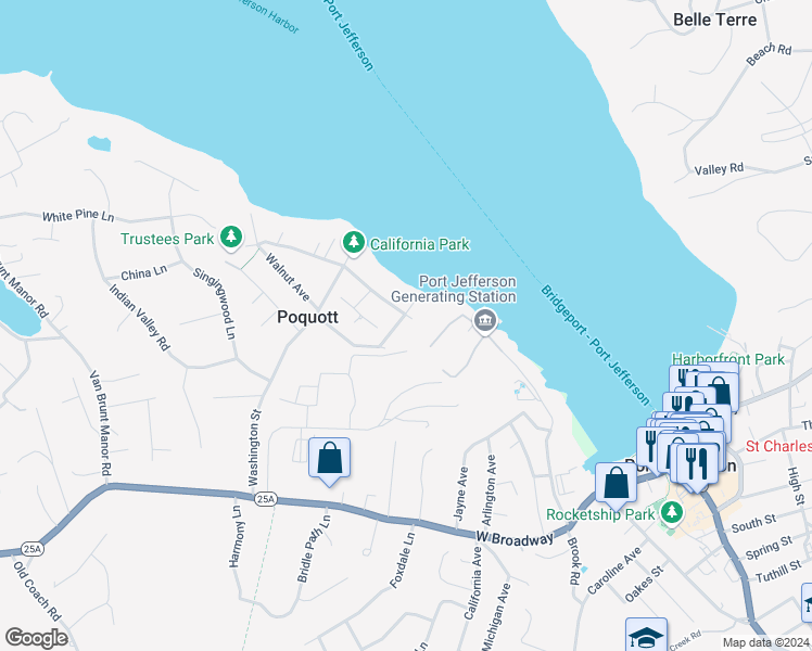 map of restaurants, bars, coffee shops, grocery stores, and more near 12 Chestnut Avenue in Setauket- East Setauket
