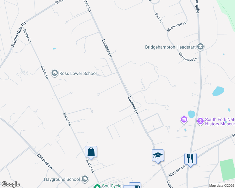 map of restaurants, bars, coffee shops, grocery stores, and more near 552 Lumber Lane in Bridgehampton