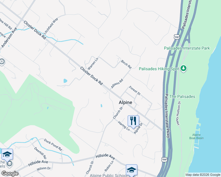 map of restaurants, bars, coffee shops, grocery stores, and more near in Alpine