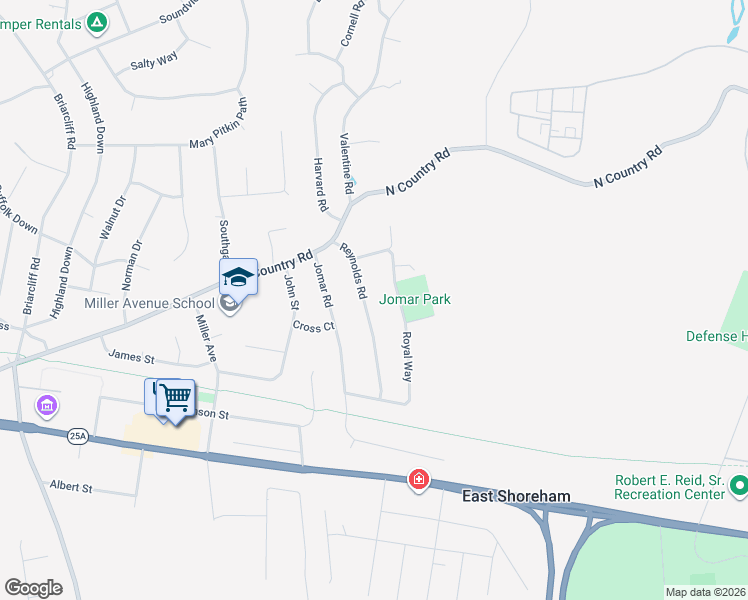 map of restaurants, bars, coffee shops, grocery stores, and more near 12 Royal Way in Shoreham