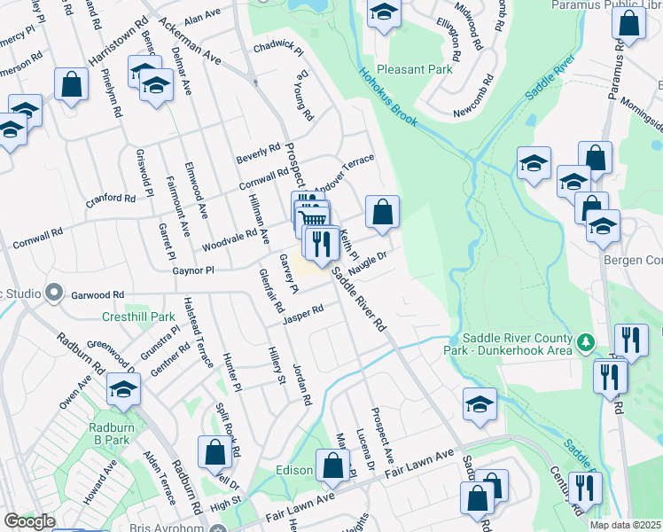 map of restaurants, bars, coffee shops, grocery stores, and more near 934 Prospect Street in Glen Rock