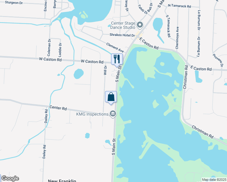 map of restaurants, bars, coffee shops, grocery stores, and more near 5104 South Main Street in Akron