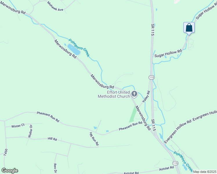 map of restaurants, bars, coffee shops, grocery stores, and more near 1611 Merwinsburg Road in Effort