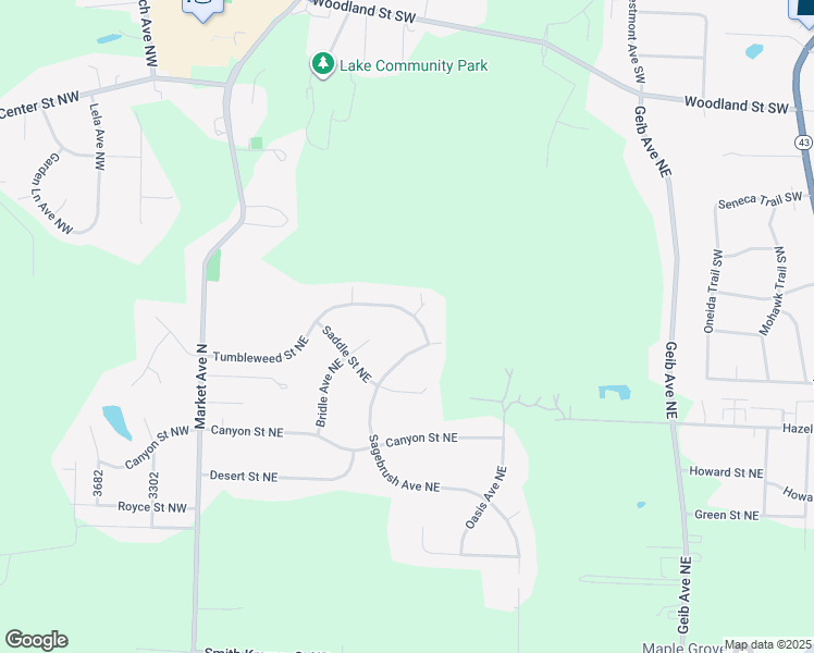 map of restaurants, bars, coffee shops, grocery stores, and more near 1380 Tumbleweed Street Northeast in Uniontown