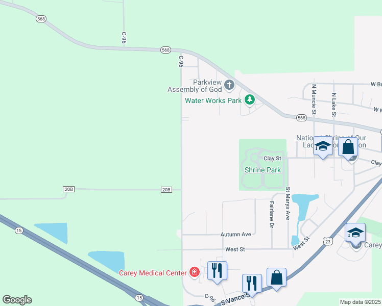 map of restaurants, bars, coffee shops, grocery stores, and more near in Adrian