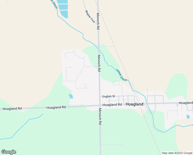 map of restaurants, bars, coffee shops, grocery stores, and more near 14512 Minnich Road in Hoagland