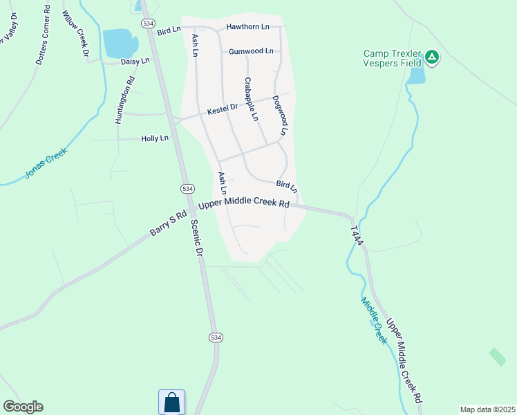 map of restaurants, bars, coffee shops, grocery stores, and more near 897 Upper Middle Creek Road in Kunkletown