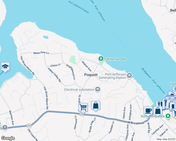 map of restaurants, bars, coffee shops, grocery stores, and more near 8 Walnut Avenue in Setauket- East Setauket