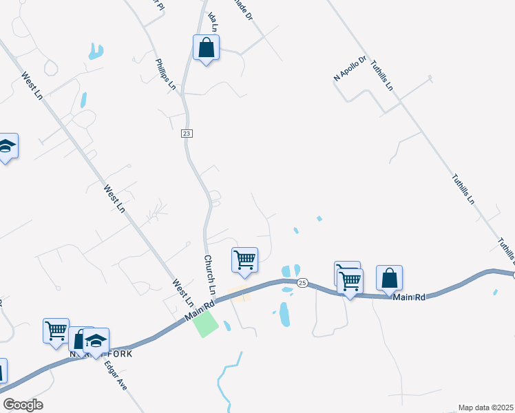 map of restaurants, bars, coffee shops, grocery stores, and more near 183 Crystal Drive in Riverhead