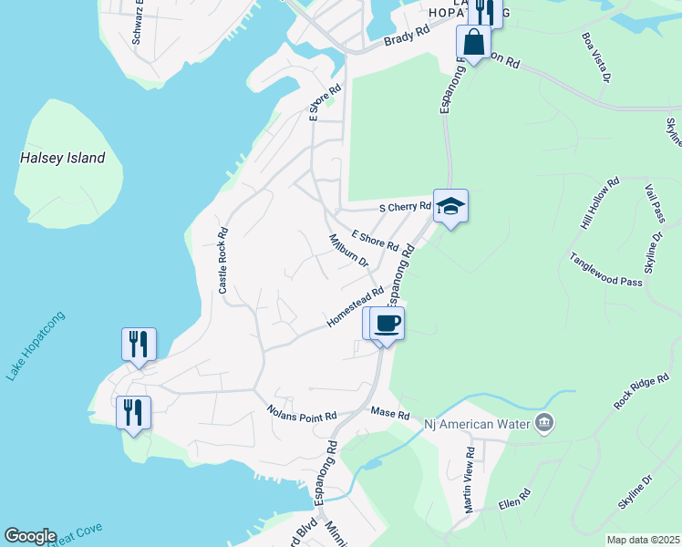 map of restaurants, bars, coffee shops, grocery stores, and more near 2 Peach Road in Jefferson