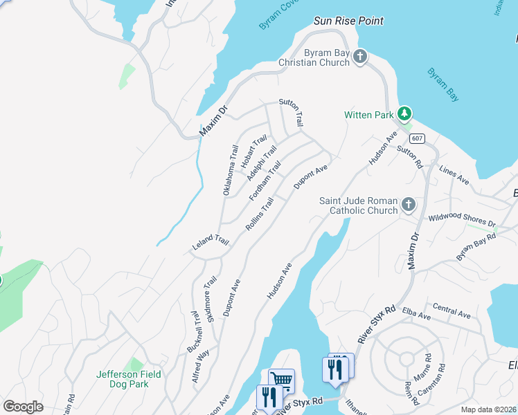 map of restaurants, bars, coffee shops, grocery stores, and more near 140 Rollins Trail in Hopatcong