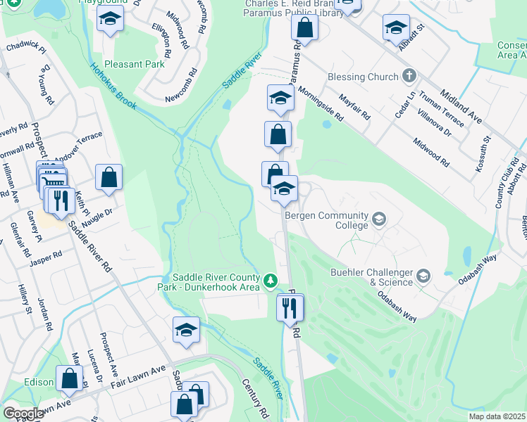 map of restaurants, bars, coffee shops, grocery stores, and more near 272 Iris Court in Paramus