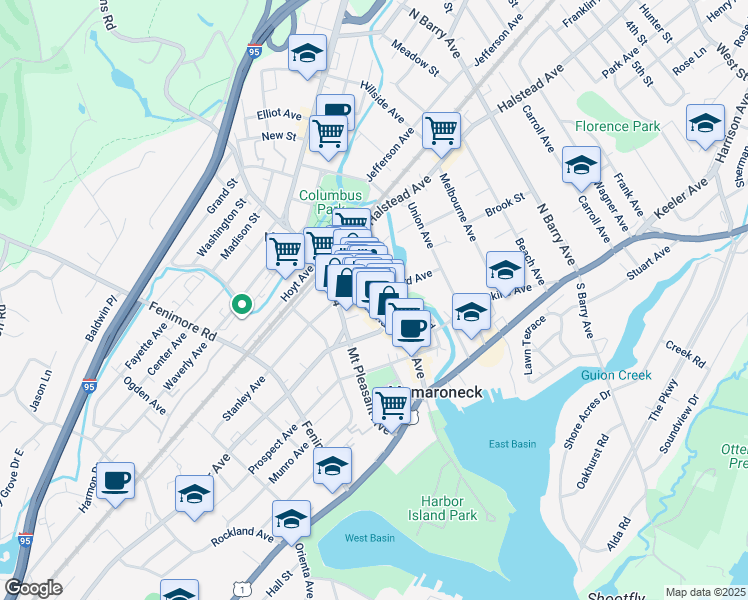 map of restaurants, bars, coffee shops, grocery stores, and more near 342 Mamaroneck Avenue in Mamaroneck