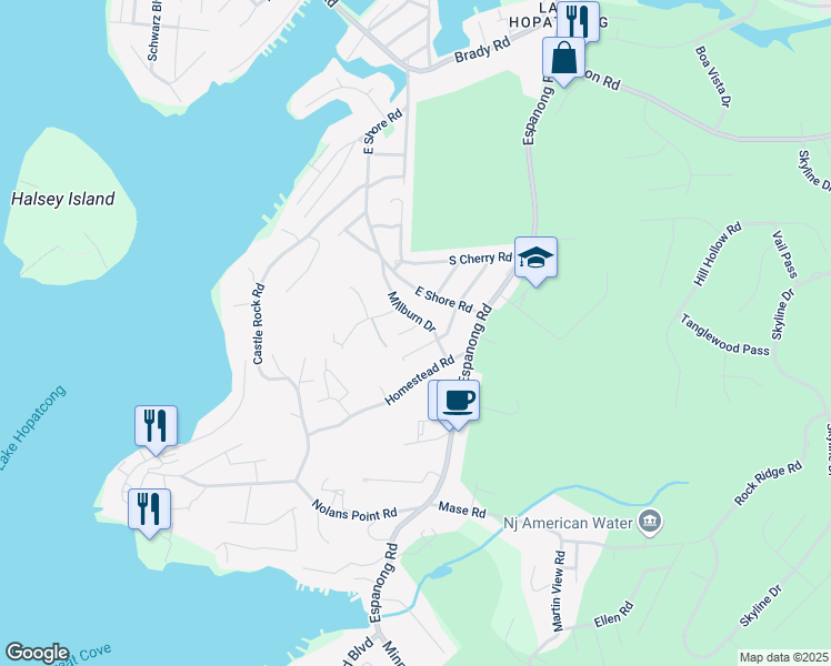 map of restaurants, bars, coffee shops, grocery stores, and more near 2 Peach Road in Jefferson