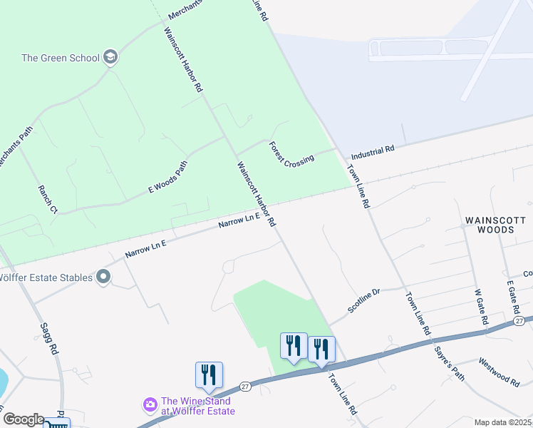 map of restaurants, bars, coffee shops, grocery stores, and more near 218 Wainscott Harbor Road in Sagaponack