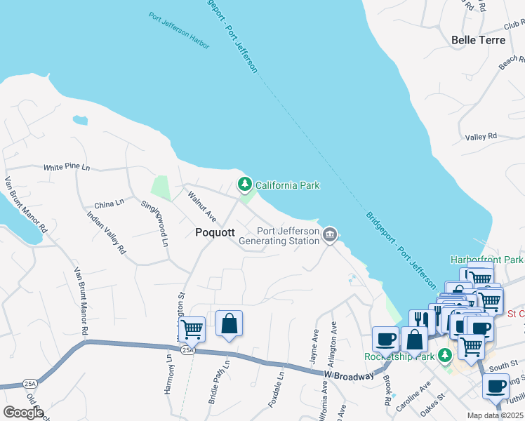 map of restaurants, bars, coffee shops, grocery stores, and more near 12 Chestnut Avenue in Setauket- East Setauket