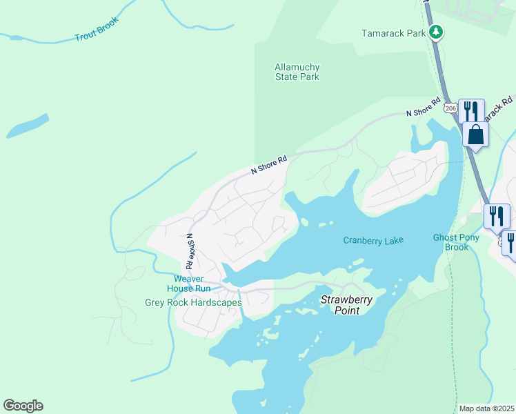 map of restaurants, bars, coffee shops, grocery stores, and more near 3 La-Bo-Ga Trail in Byram Township