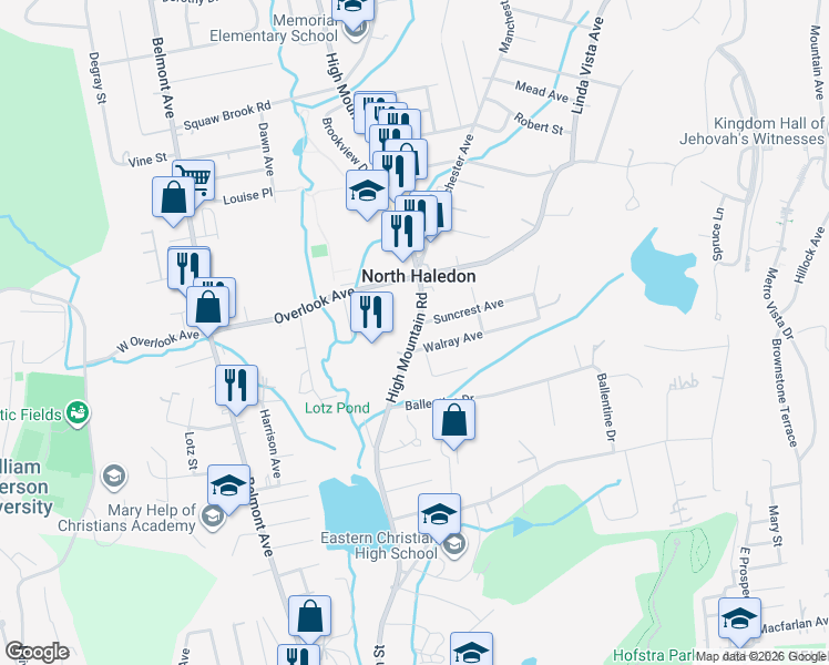 map of restaurants, bars, coffee shops, grocery stores, and more near 6 Walray Avenue in North Haledon