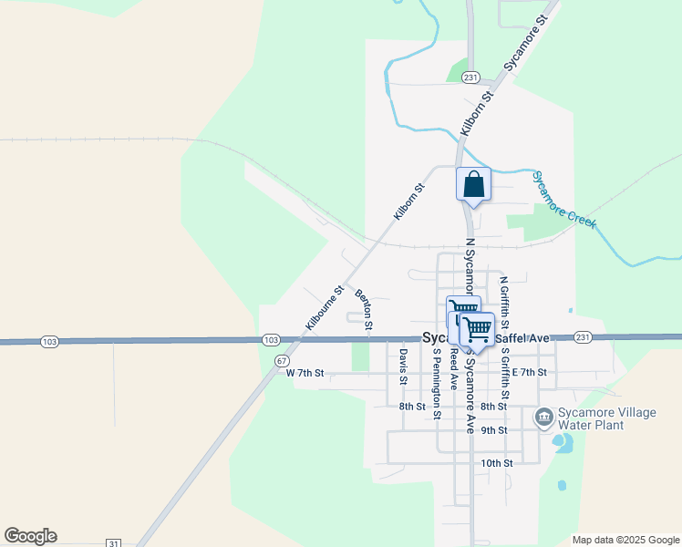 map of restaurants, bars, coffee shops, grocery stores, and more near 100-304 Kilbourne Street in Sycamore