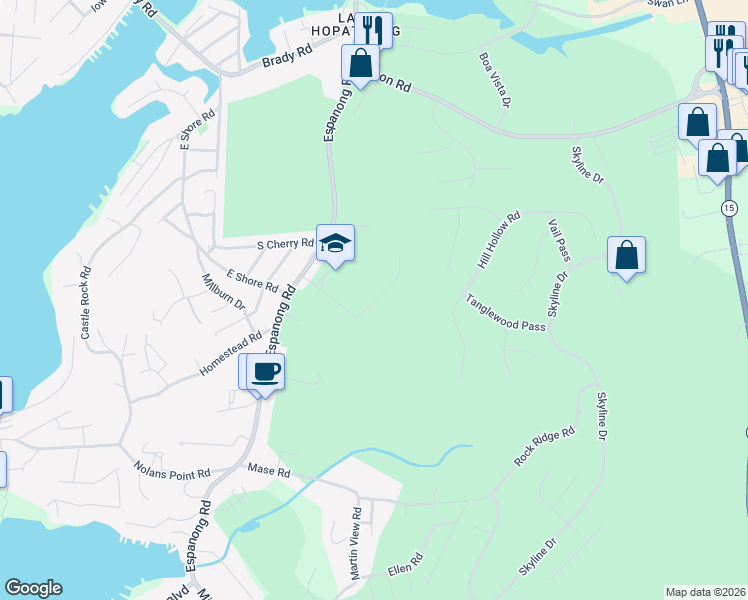 map of restaurants, bars, coffee shops, grocery stores, and more near 6 Winding Ridge Road in Jefferson