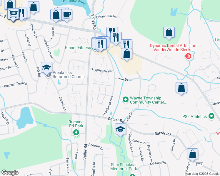 map of restaurants, bars, coffee shops, grocery stores, and more near 51 Hinchman Avenue in Wayne