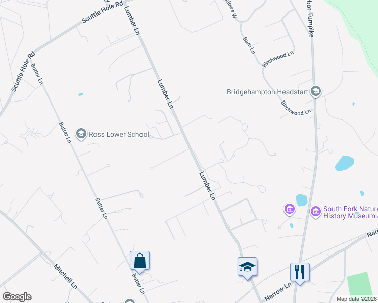 map of restaurants, bars, coffee shops, grocery stores, and more near 552 Lumber Lane in Bridgehampton