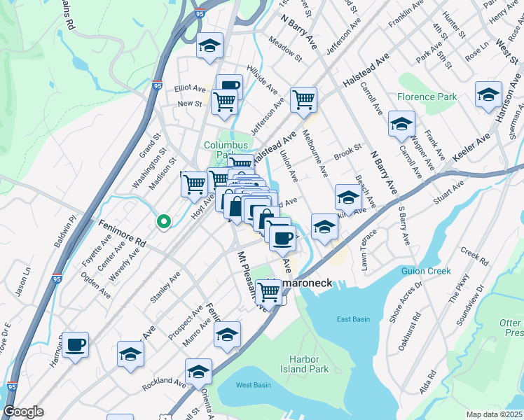 map of restaurants, bars, coffee shops, grocery stores, and more near 342 Mamaroneck Avenue in Mamaroneck