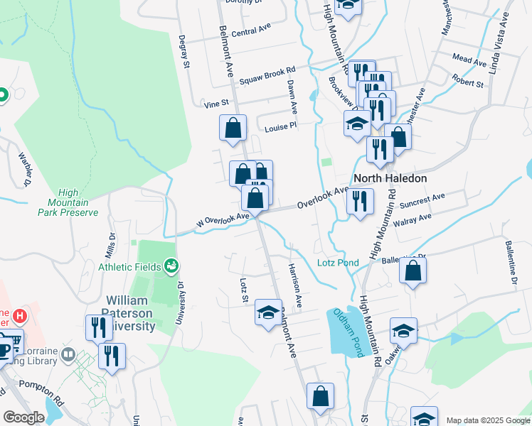 map of restaurants, bars, coffee shops, grocery stores, and more near 844 Passaic County 675 in North Haledon