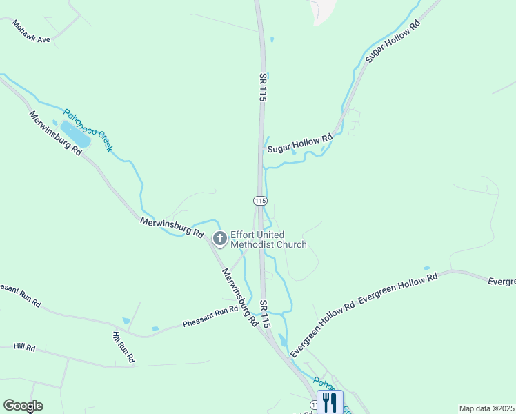 map of restaurants, bars, coffee shops, grocery stores, and more near 322 Valley Road in Effort