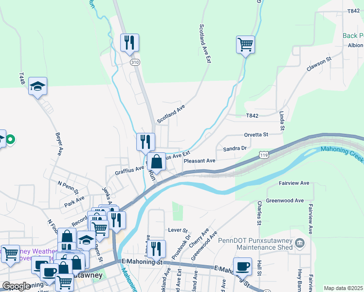 map of restaurants, bars, coffee shops, grocery stores, and more near 214 Marion Avenue in Punxsutawney