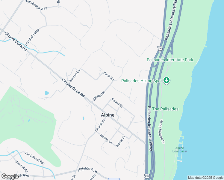 map of restaurants, bars, coffee shops, grocery stores, and more near 22 Allison Road in Closter