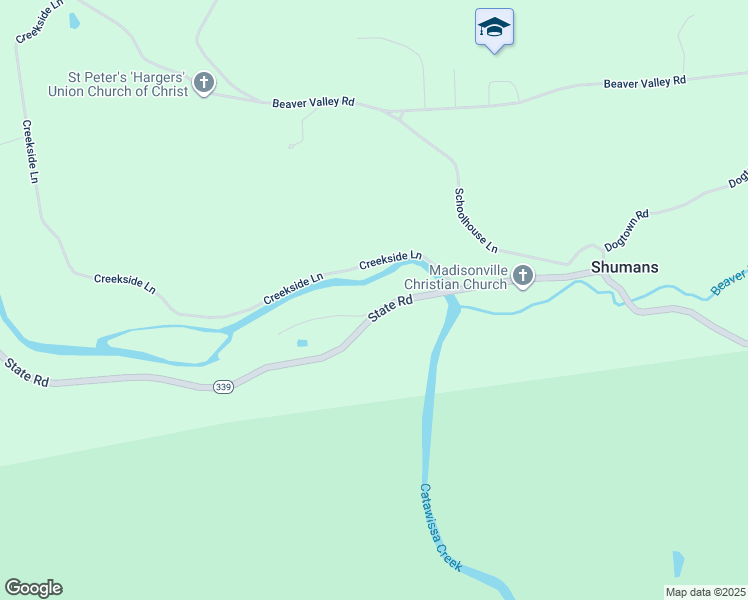 map of restaurants, bars, coffee shops, grocery stores, and more near 627 State Road in Bloomsburg