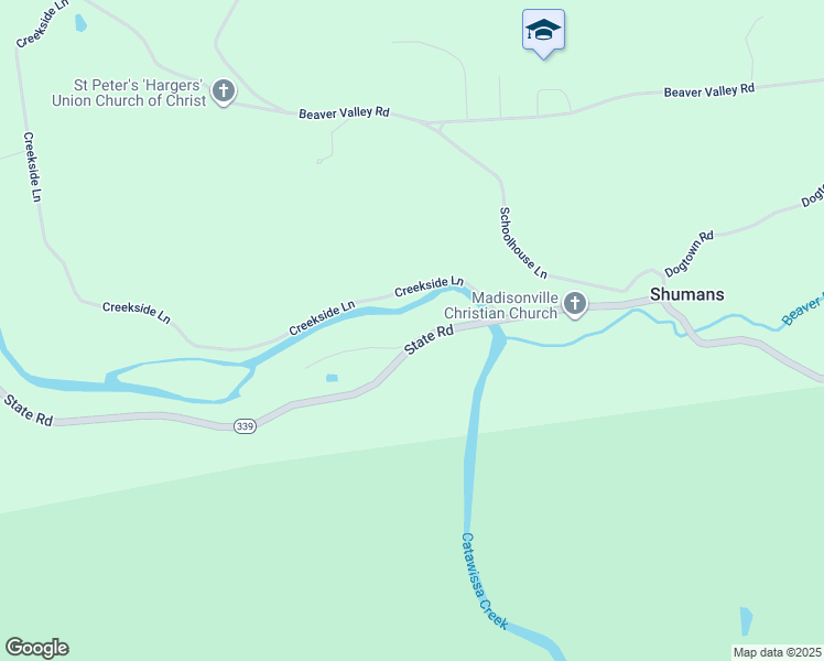 map of restaurants, bars, coffee shops, grocery stores, and more near 627 State Road in Bloomsburg