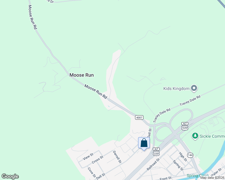 map of restaurants, bars, coffee shops, grocery stores, and more near 139 Dry Top Road in Bellefonte