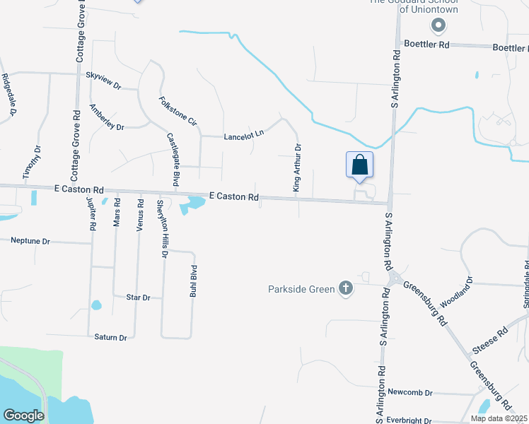 map of restaurants, bars, coffee shops, grocery stores, and more near 836 East Caston Road in Uniontown