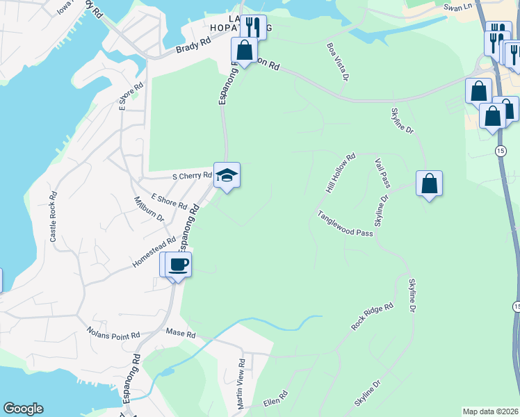 map of restaurants, bars, coffee shops, grocery stores, and more near 19 Winding Ridge Road in Jefferson