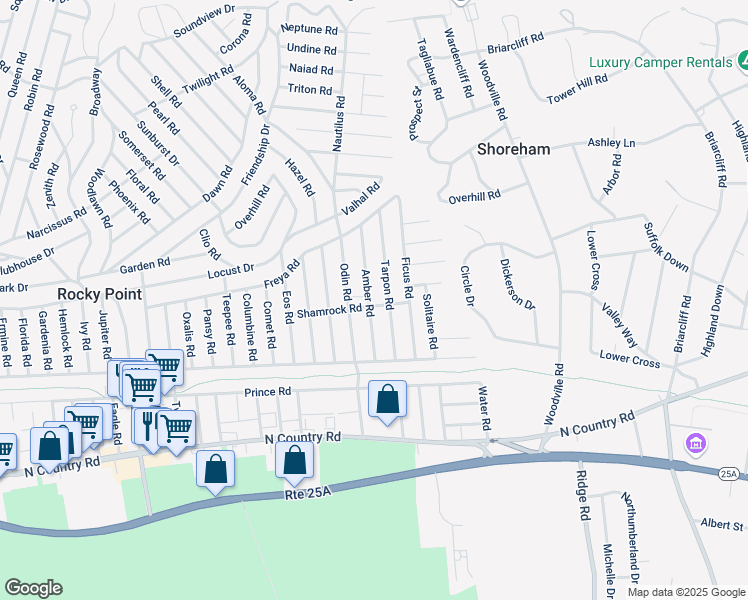 map of restaurants, bars, coffee shops, grocery stores, and more near 37 Amber Road in Rocky Point