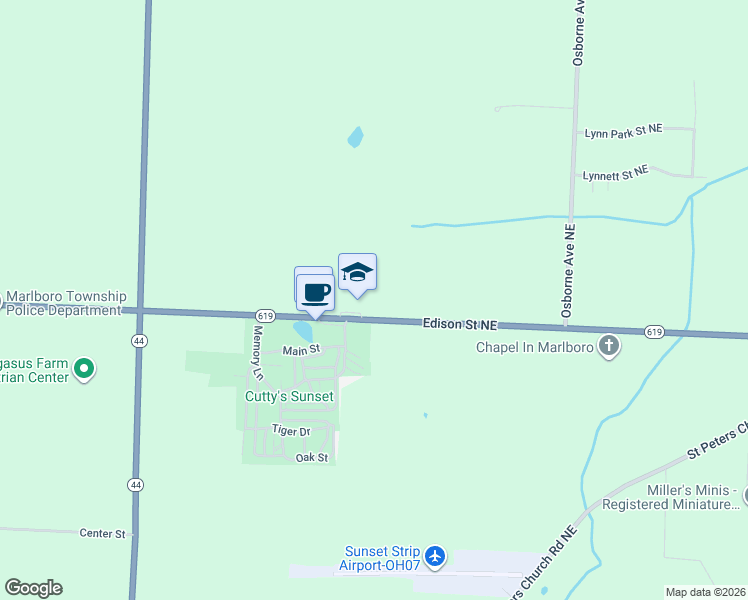 map of restaurants, bars, coffee shops, grocery stores, and more near 8131 Edison Street Northeast in Louisville