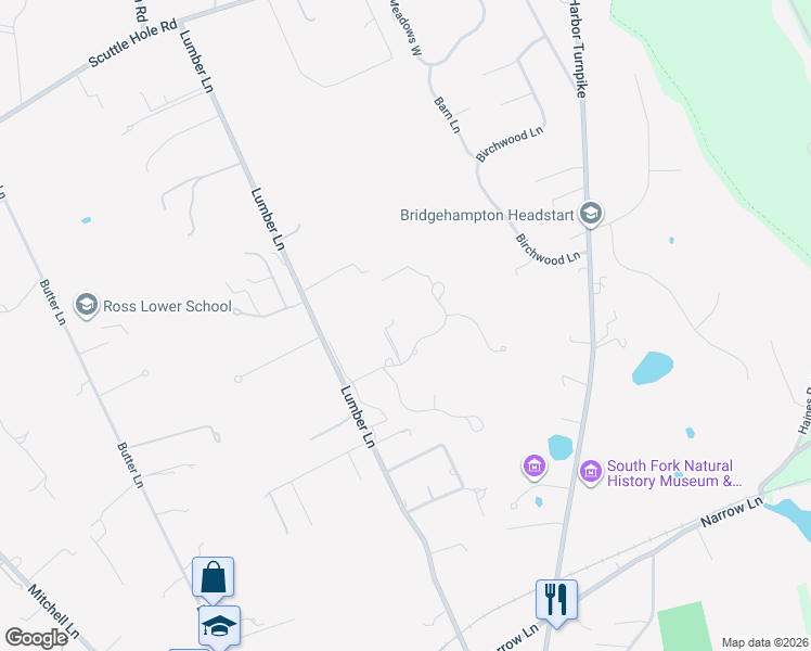map of restaurants, bars, coffee shops, grocery stores, and more near 130 Sea Farm Lane in Bridgehampton