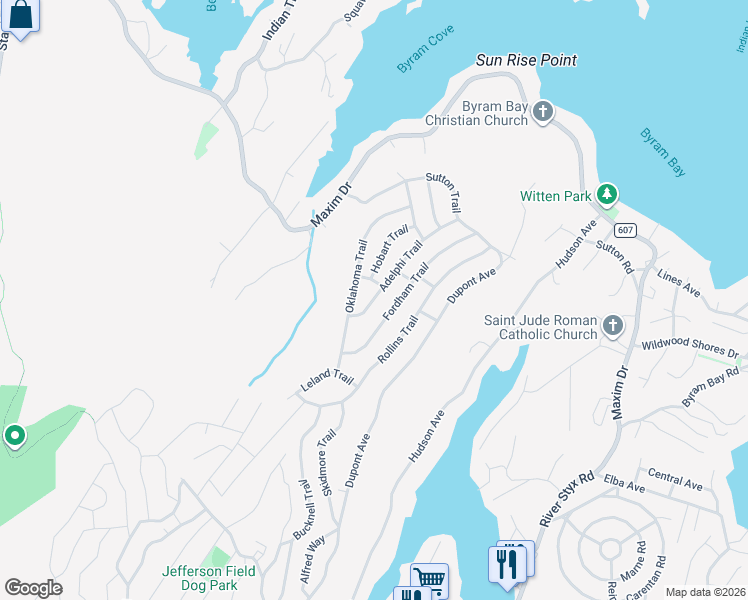 map of restaurants, bars, coffee shops, grocery stores, and more near 21 Oklahoma Trail in Hopatcong