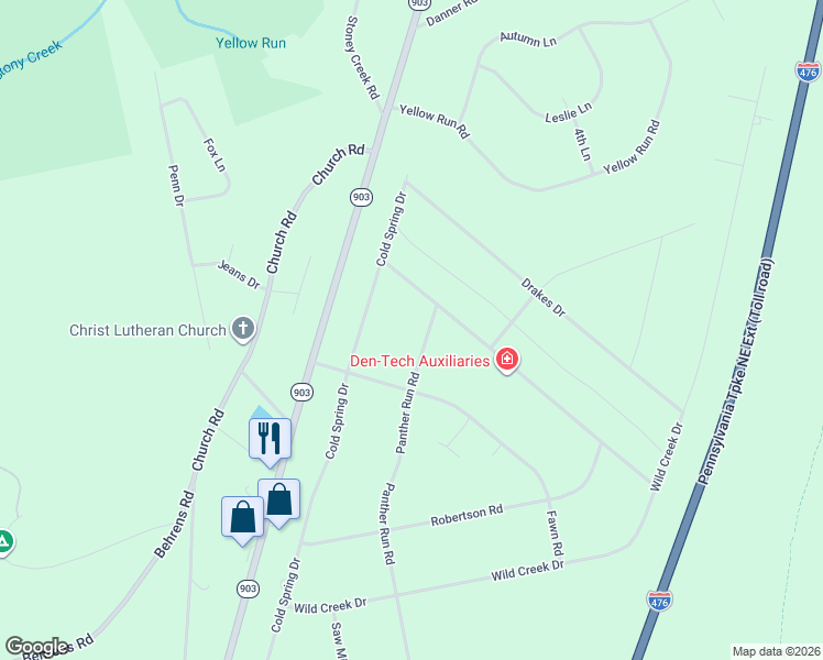 map of restaurants, bars, coffee shops, grocery stores, and more near 55 Cold Spring Dr in Jim Thorpe