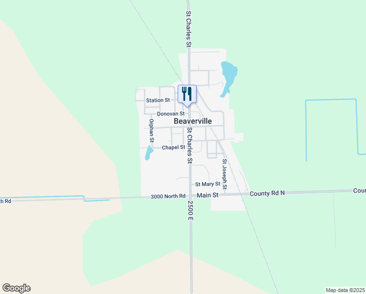 map of restaurants, bars, coffee shops, grocery stores, and more near 107 Chapel Street in Beaverville