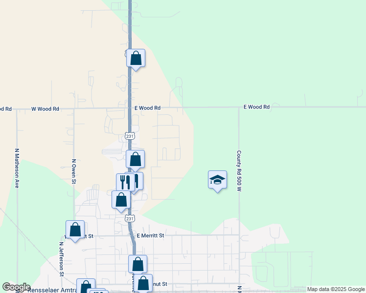 map of restaurants, bars, coffee shops, grocery stores, and more near North McCade Street in Rensselaer