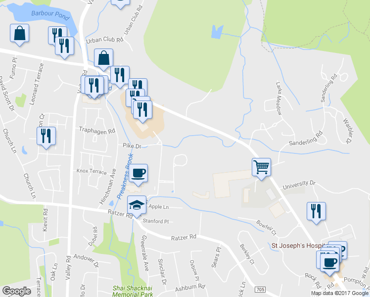 map of restaurants, bars, coffee shops, grocery stores, and more near 814 4 Seasons Drive in Wayne
