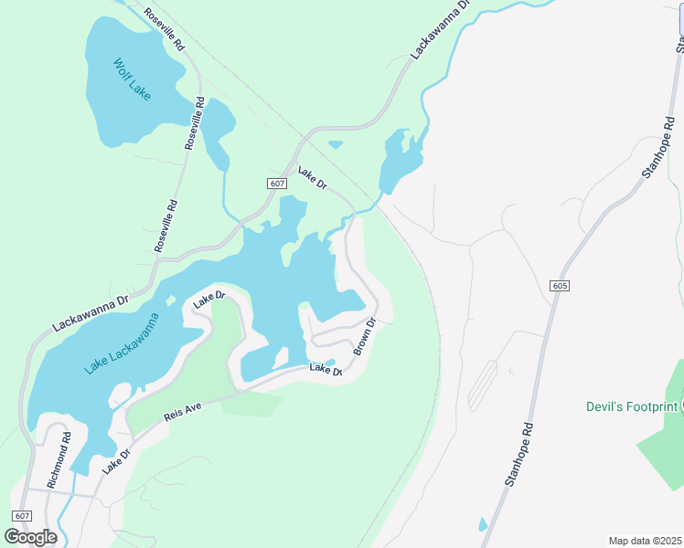 map of restaurants, bars, coffee shops, grocery stores, and more near 225 Lake Drive in Stanhope